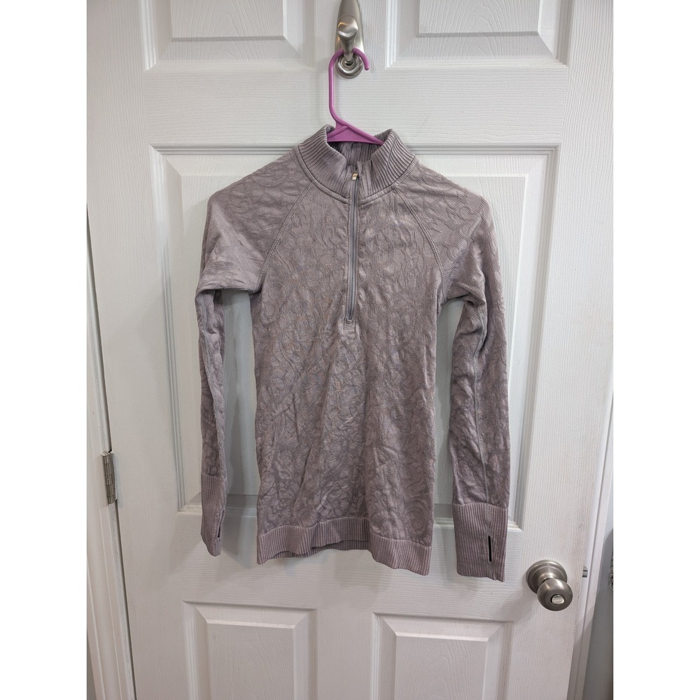 Lululemon Rest Less 1/4 Zip Pullover Lavender Grey Knit Running Top - Size 2